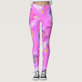 MODERN-abstrakt dra in legeringar för rosa lila Leggings