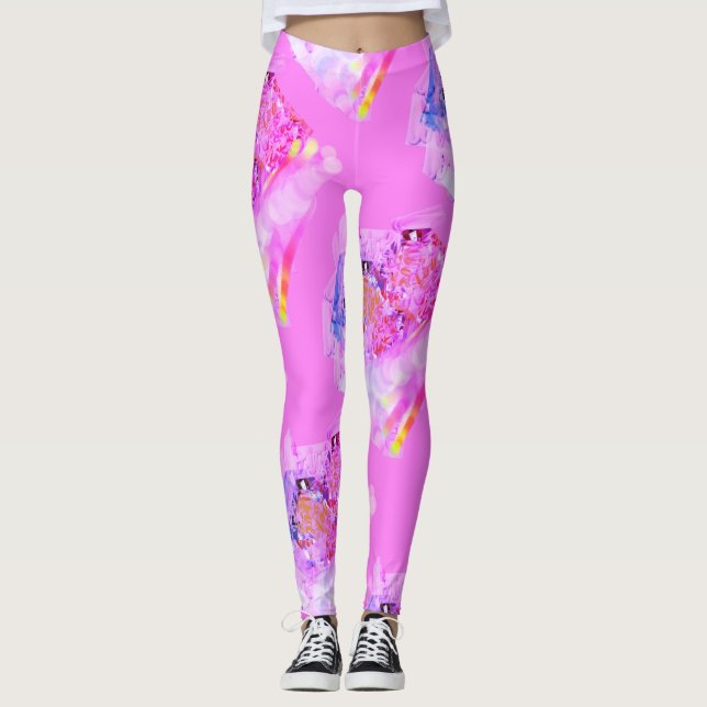 MODERN-abstrakt dra in legeringar för rosa lila Leggings (Framsida)