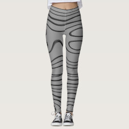 MODERN-abstrakt, dragning i djupa grått-svarta - l Leggings