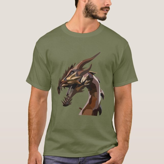 Modern Abstrakt Dragon T Shirt (Framsida)