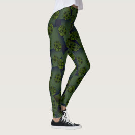 MODERN abstrakt draw in-deep-grönt-black-Leggings Leggings