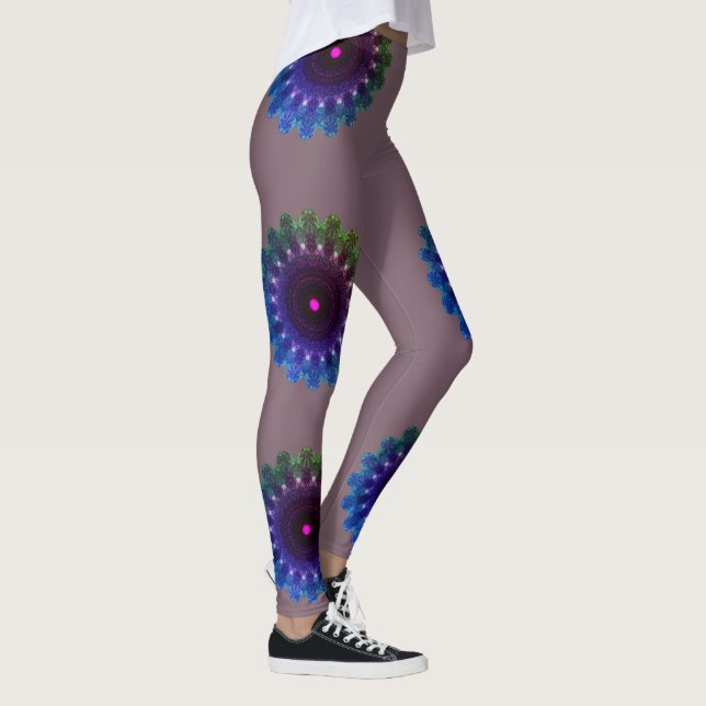MODERN abstrakt draw in-Färg: #7D616C-blue-rosa Leggings (Höger)