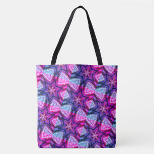 MODERN abstrakt draw in-red-deep blue-rosa Tote B Tygkasse