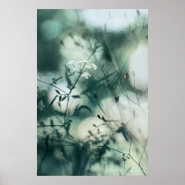 Modern Abstrakt Dreamy Soft Teal Wildblommor Poster