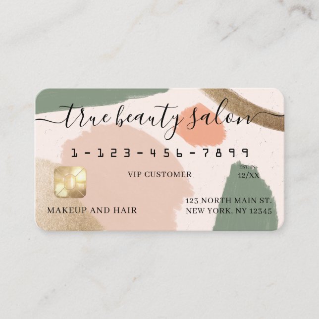 Modern Abstrakt Earth Tones Guld Art Kredit Card Visitkort (Framsida)
