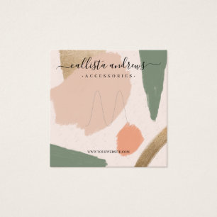 Modern Abstrakt Earth Tones Guld Art Ring Visning Fyrkantigt Visitkort