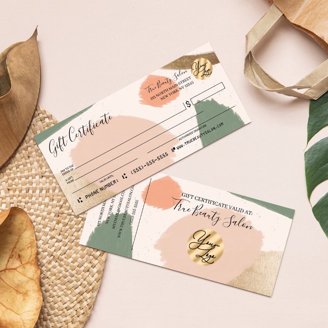 Modern Abstrakt Earth Tones Guld Gift Certificate (Skapare uppladdad)