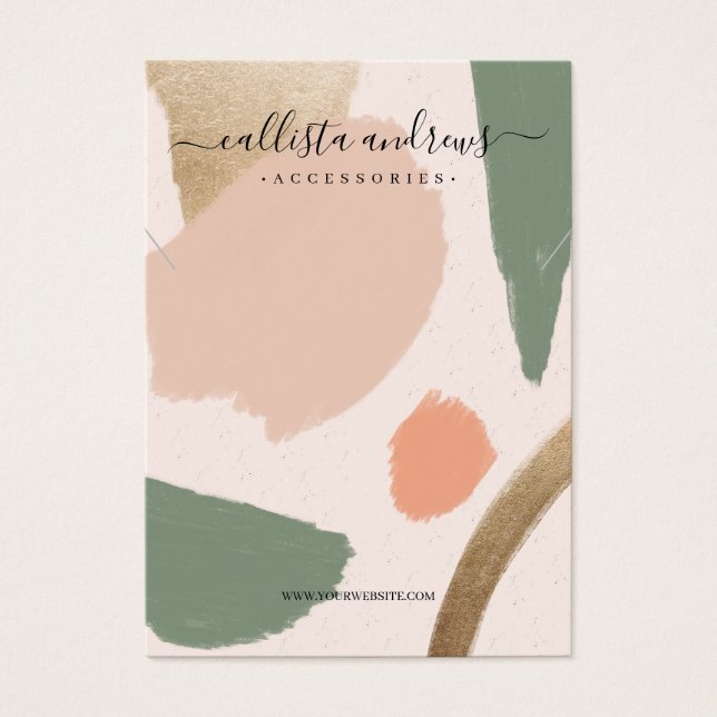 Modern Abstrakt Earth Tones Guld Necklace Visning Visitkort (Framsidan)