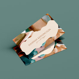 Modern Abstrakt Earth Tones Terracotta Teal Visitkort