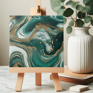 Modern Abstrakt Emerald Grönt och Guld Marble Kakelplatta