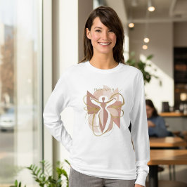 Modern Abstrakt Empowering Feminint Guld & Rosensk T Shirt