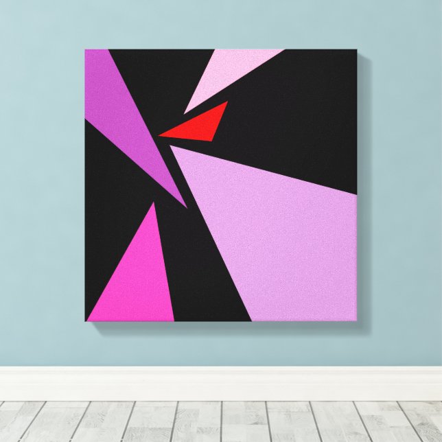 Modern Abstrakt Enkel Geometrisk Röd rosa Svart Canvastryck (Insitu (trägolv))