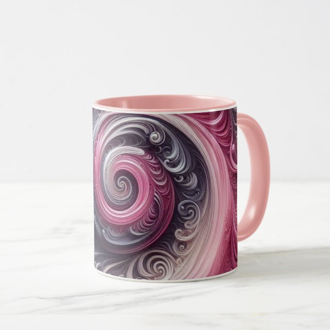 Modern Abstrakt Enkel Virvlande Rosa och Lila Mugg (Framsida höger)