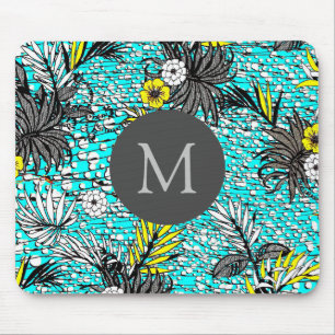 Modern Abstrakt Exotic Blommigt Art Monogram Musmatta