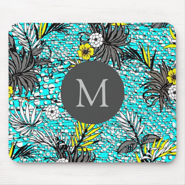 Modern Abstrakt Exotic Blommigt Art Monogram Musmatta (Framsidan)