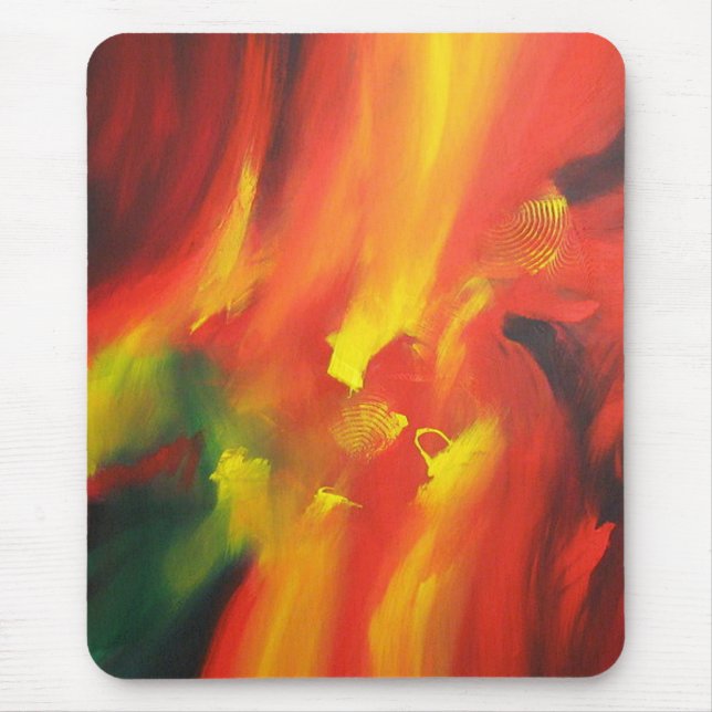 Modern Abstrakt Expressionism målar röd Gult Musmatta (Framsidan)