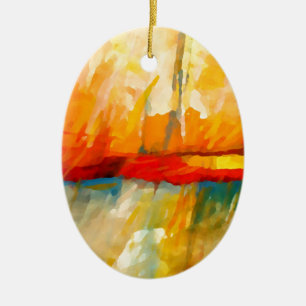 Modern Abstrakt Expressionist Painting Julgransprydnad Keramik