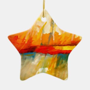 Modern Abstrakt Expressionist Painting Julgransprydnad Keramik