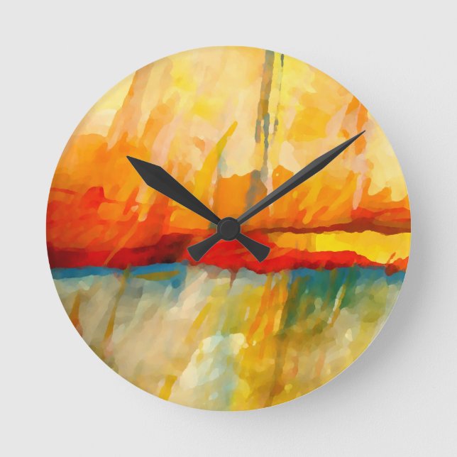Modern Abstrakt Expressionist Painting Rund Klocka (Framsida)