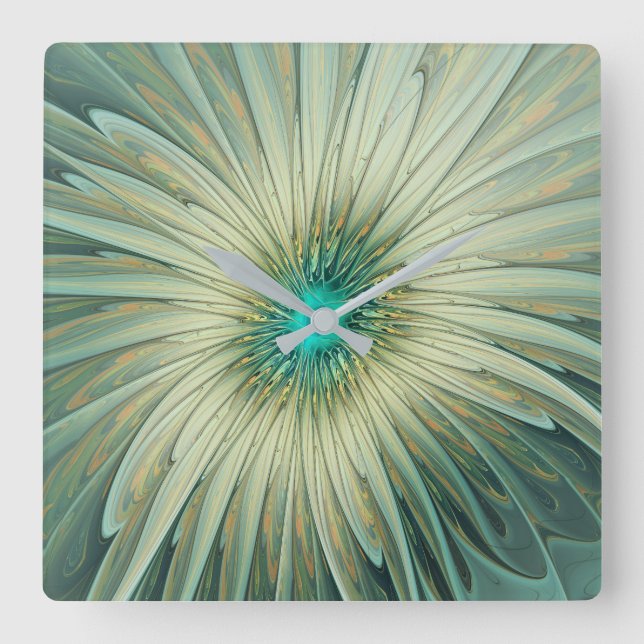 Modern Abstrakt Fantasy Flower Fractal Art Fyrkantig Klocka (Framsida)