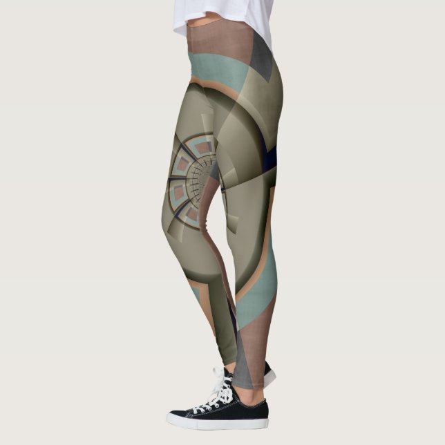 Modern Abstrakt Färg Harmony Fractal Art Graphic Leggings (Vänster)