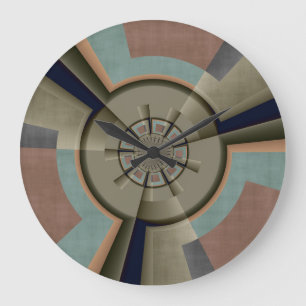 Modern Abstrakt Färg Harmony Fractal Art Graphic Stor Klocka