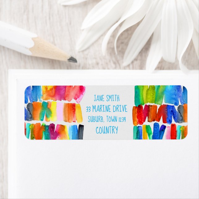 Modern abstrakt färg upplopp galna färger returadress etikett (Insitu)