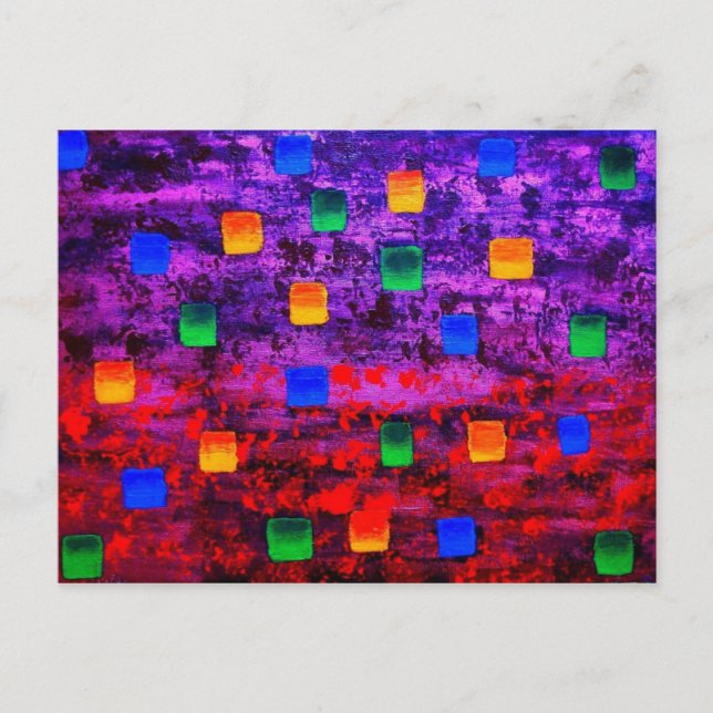 Modern Abstrakt Färgfull akryl-målning Vykort (Framsida)