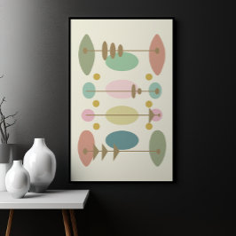 Modern Abstrakt, färgfulla former, mitten av århun Poster