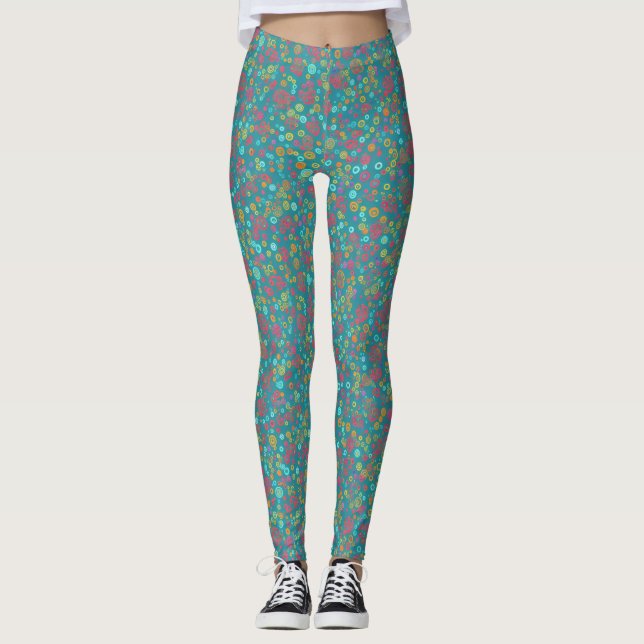 Modern Abstrakt Färgfyllda pastellcirklar dots Tea Leggings (Framsida)