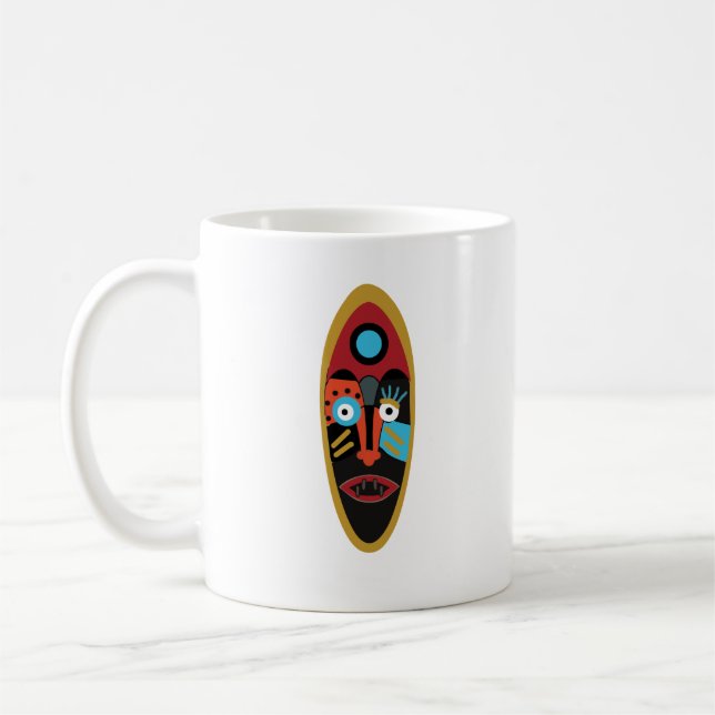 Modern abstrakt färgglad ansikts tatuering konst kaffemugg (Vänster)