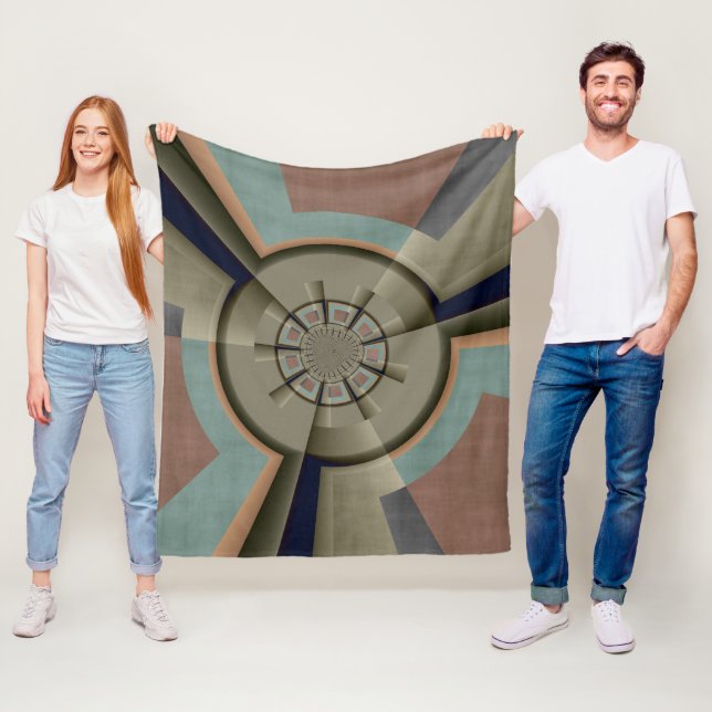 Modern Abstrakt Färgharmoni Fraktal Artgrafik Fleecefilt (På plats)