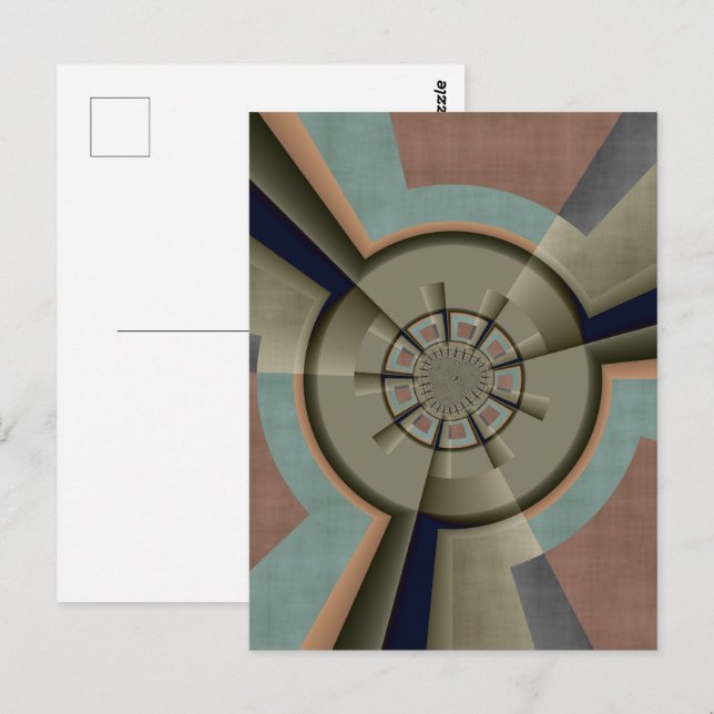 Modern Abstrakt Färgharmoni Fraktal Artgrafik Vykort (Fram/baksida)