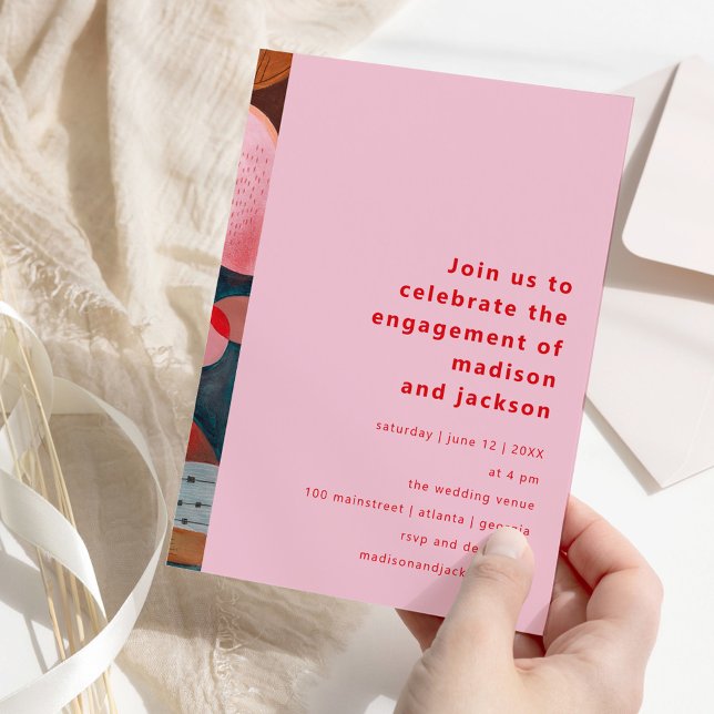 modern abstrakt färglös enkel minimal förlovning inbjudningar (modern abstract colorful simple minimal engagement invitation)