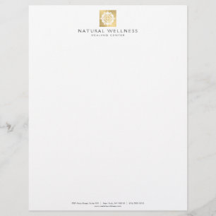 Modern Abstrakt Faux Guld Blommigt Logotyp Hälsa Brevhuvud