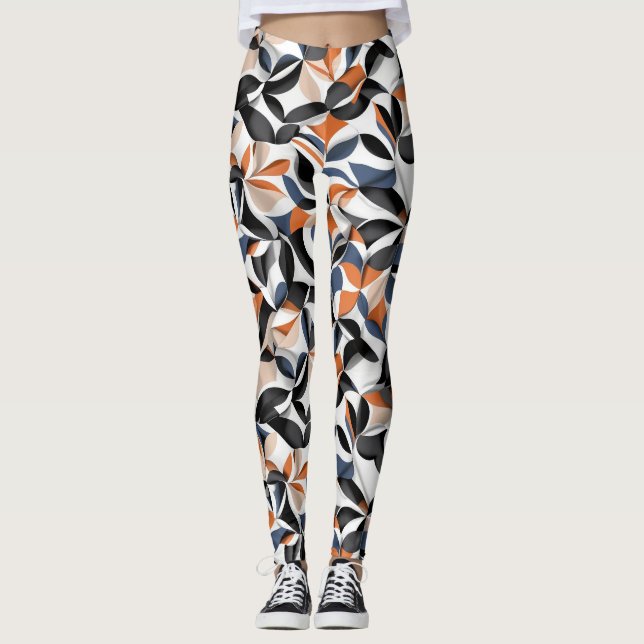 Modern abstrakt flödesgeometri mönsterdesign 64 leggings (Framsida)