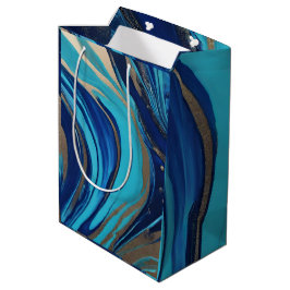Modern Abstrakt Flow Art-Blue och Guld