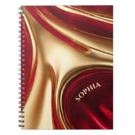 Modern Abstrakt Flow Art-Red och Guld Anteckningsbok