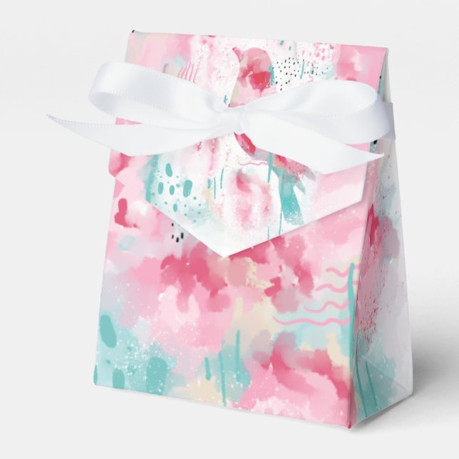 Modern Abstrakt Flowers och Bird Rosa and Mint Presentaskar (Framsidan Sidan)