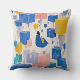 Modern Abstrakt Flytande Block Drömlandskap Vatten Kudde