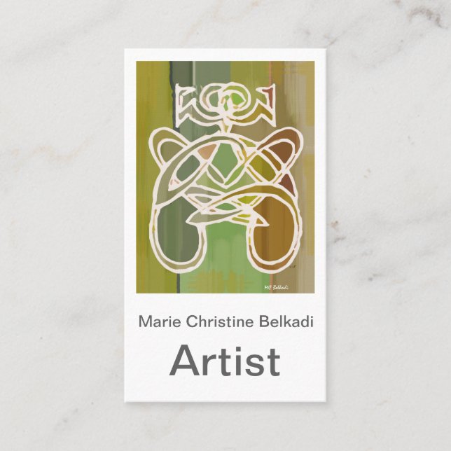 Modern Abstrakt för konstnärlig Grönt Visitkort (Framsida)