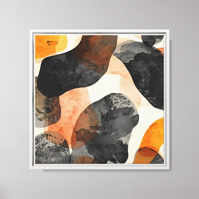 Modern Abstrakt för svart och Orange Canvastryck (Framsida)