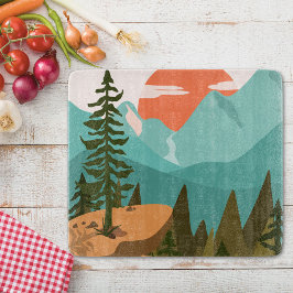 Modern Abstrakt Forest, Mountain och Sunrise
