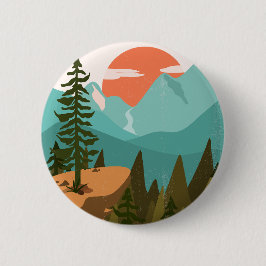 Modern Abstrakt Forest, Mountain och Sunrise Knapp