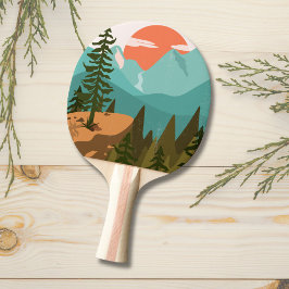 Modern Abstrakt Forest, Mountain och Sunrise Pingisracket
