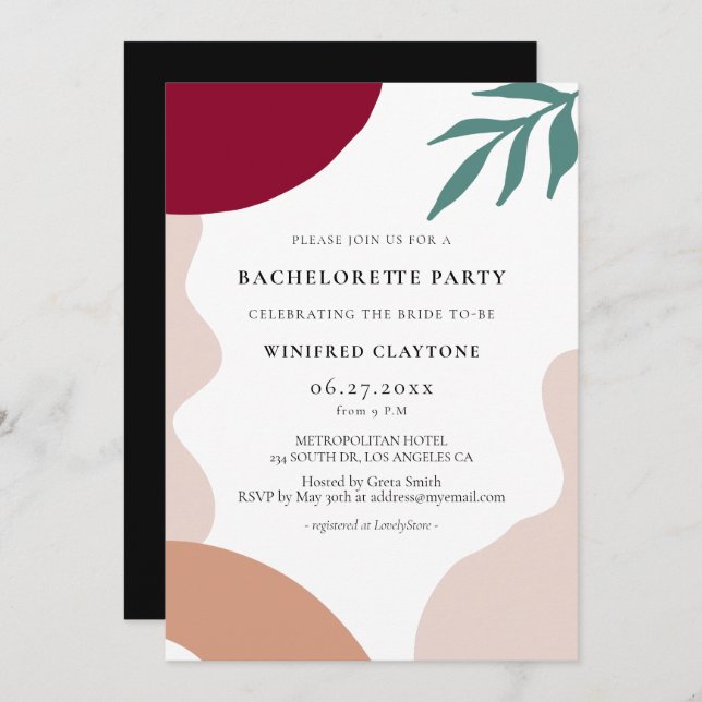 Modern abstrakt formar Bachelorette Party Inbjudningar (Fram/baksida)