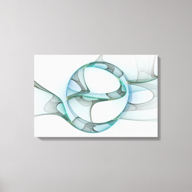 Modern Abstrakt Fractal Art Blue Turcos Grått Canvastryck (Framsida)