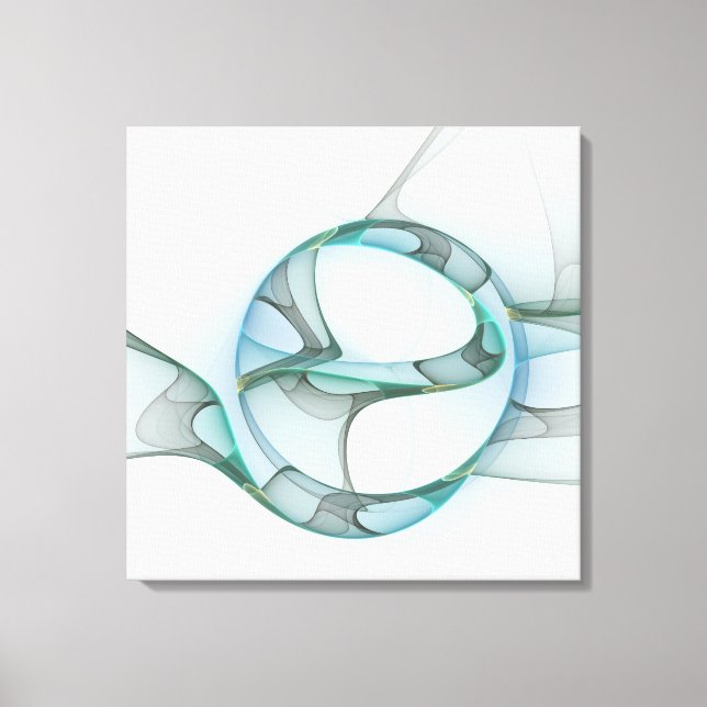 Modern Abstrakt Fractal Art Blue Turcos Grått Canvastryck (Framsida)