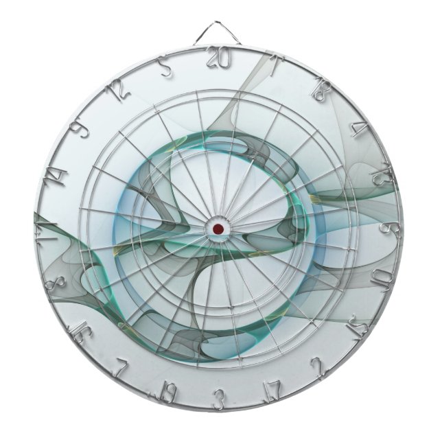 Modern Abstrakt Fractal Art Blue Turcos Grått Darttavla (Framsidan)