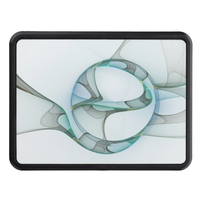 Modern Abstrakt Fractal Art Blue Turcos Grått Dragkroksskydd (Framsidan)